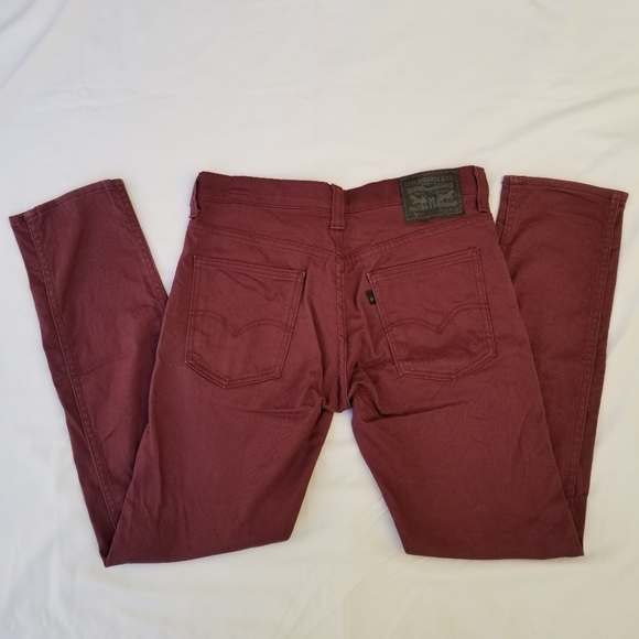 Men's Levi's 508 Regular Tapered  Maroon Jeans W29/L30 - Picture 4 of 9